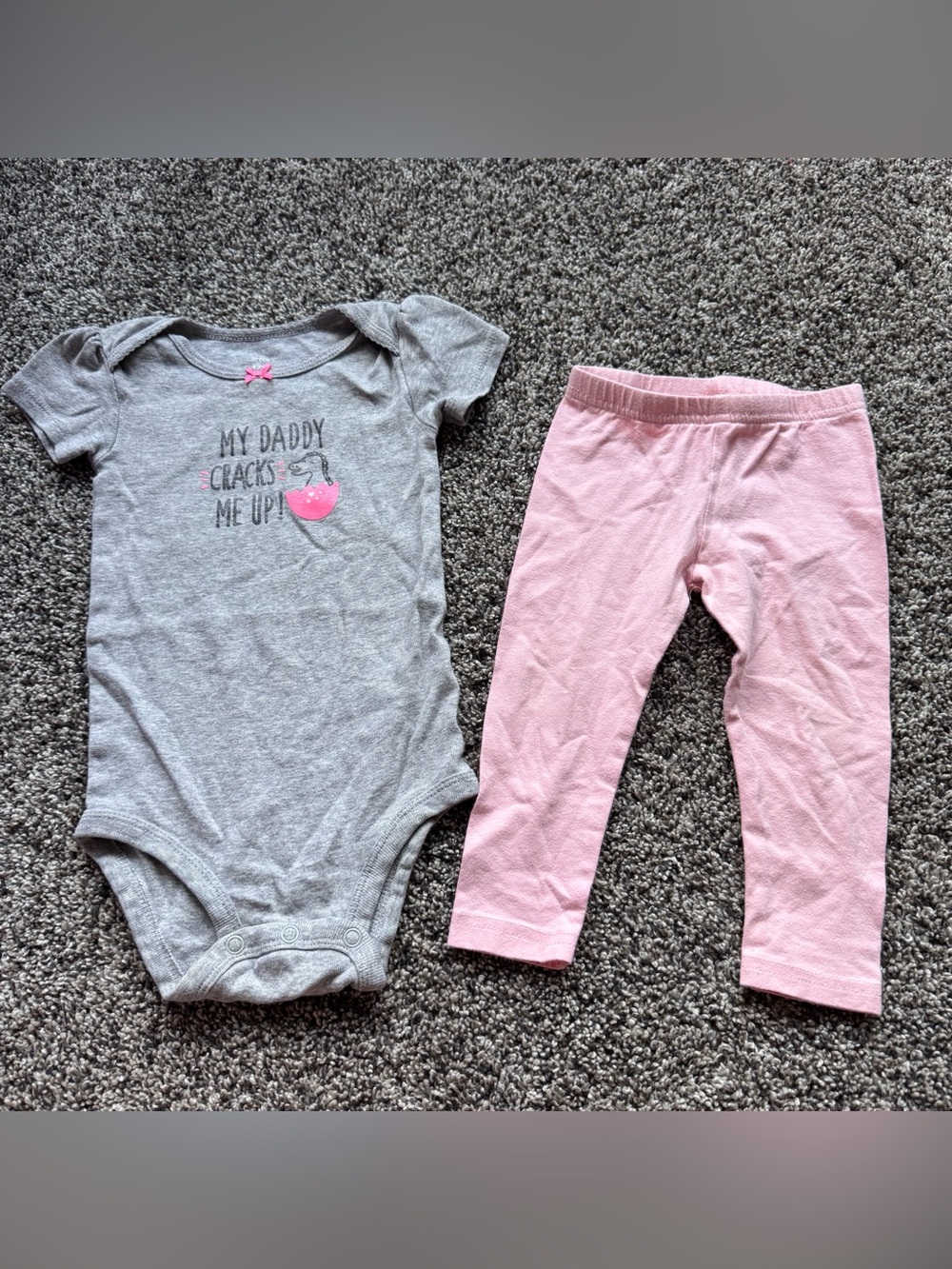 Carter's Gray with Pink Dinosaur and Pink Leggings Outfit